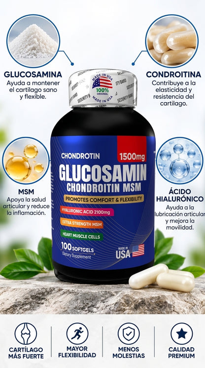 Glucosamina + Condroitina + MSM con Ácido Hialurónico