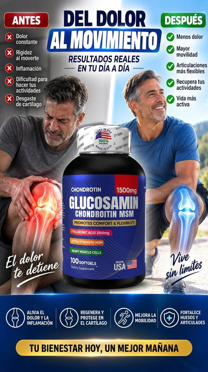 Glucosamina + Condroitina + MSM con Ácido Hialurónico