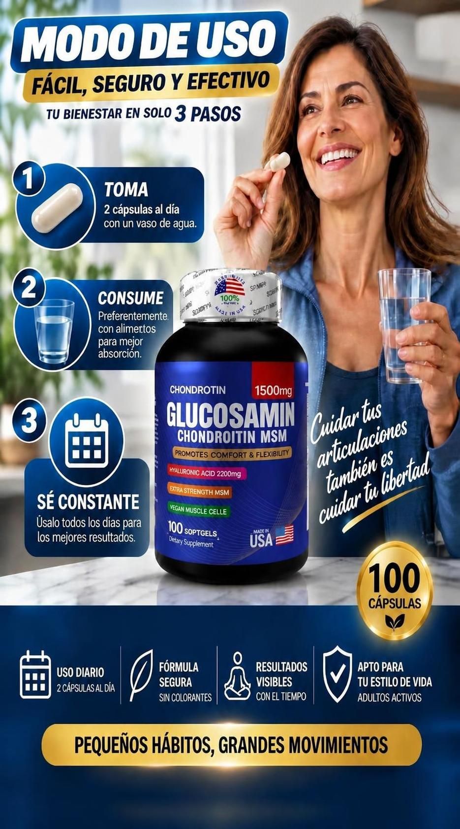 Glucosamina + Condroitina + MSM con Ácido Hialurónico